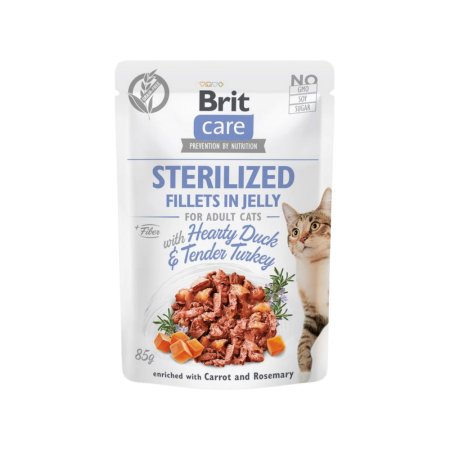 Brit Care Cat Fillets in Jelly Steril Duck&Turkey 85g