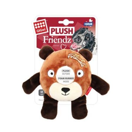 Hračka pes GiGwi Plush Friendz medvěd s gumovým kroužkem 17 x 16 x 2,5 cm