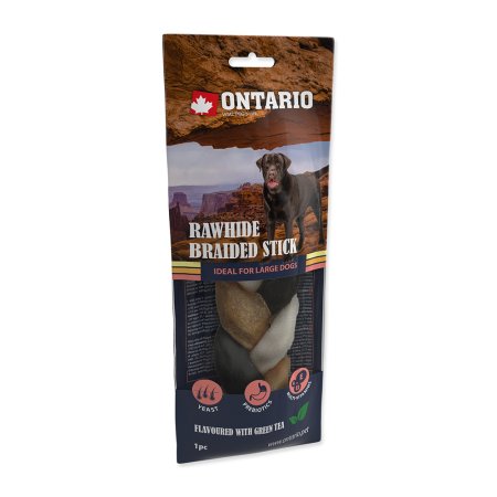 Snack ONTARIO Dog Rawhide Snack Green tea Braid 20 cm