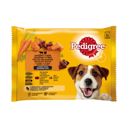 PEDIGREE kapsička s hovězím s jehněčím a krůtím ve šťávě 4pack 400 g