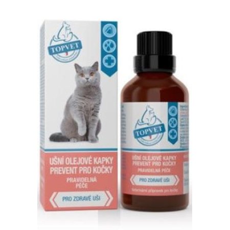 Ušní kapky Prevent pro kočky TOPVET 50ml