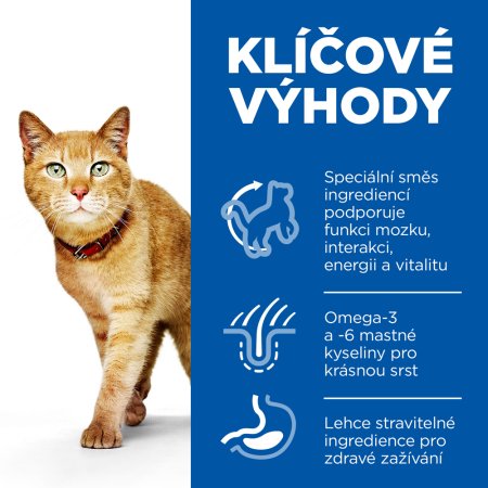 Hill’s Science Plan Senior Vitality pro starší kočky s kuřecím a rýží 1.5 kg