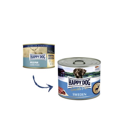 Happy Dog Wild Pur Sweden - zvěřinová 200 g