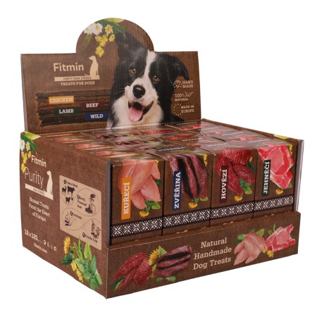 Fitmin dog Purity Snax STRIPES box 4 příchutě 16x120 g 