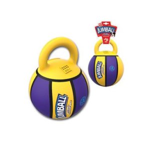 GiGwi Jumball Basketball míč s rukojetí žluto-fialový, 20cm