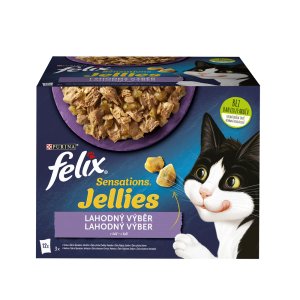 Felix Sensations Jellies ochucené želé s jehněčím,makrelou, treskou a krůtou 12 x 85 g
