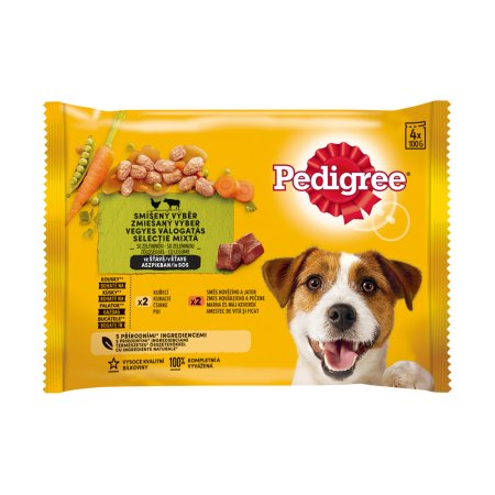 PEDIGREE kapsička s kuřecím a hovězím se zeleninou ve šťávě 4pack 400 g