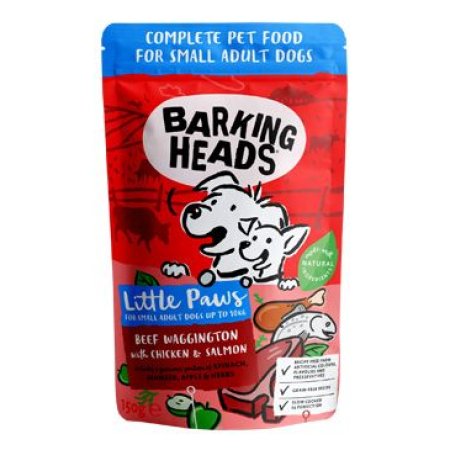 BARKING HEADS Litt.Paws Beef+Chick+Salm kapsička 150g