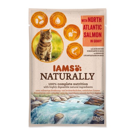 Kapsička IAMS Cat Naturally with North Atlantic Salmon in Gravy 85g