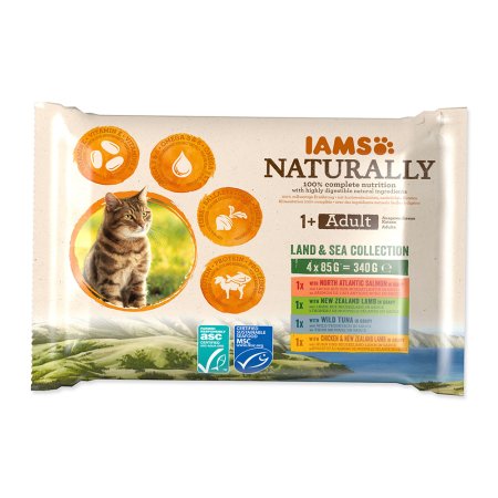 Kapsičky IAMS Cat Naturally výběr z mořských a suchozemských mas v omáčce multipack 340 g