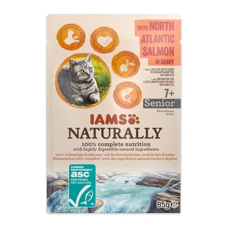 Kapsička IAMS Cat Naturally Senior with North Atlantic Salmon in Gravy 85g