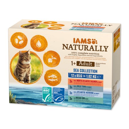 Kapsičky IAMS Cat Naturally mořské maso v omáčce multipack 1020 g