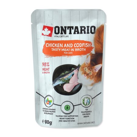 Kapsička ONTARIO Cat Chicken and Pollock in Broth 80g