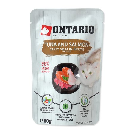 Kapsička ONTARIO Cat Tuna and Salmon in Broth 80 g