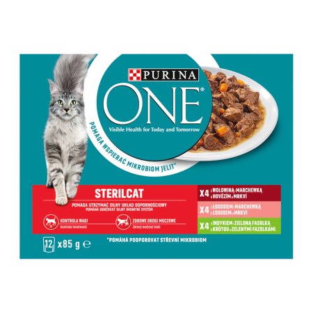 Purina One Sterilcat minifiletky s hovězím a mrkví Multipack 12 x 85 g