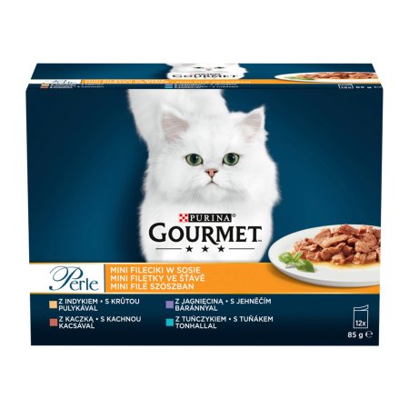 Gourmet Perle minifiletky krůta / kachna / jehněčí / tuňák ve šťávě multipack 12 x 85 g