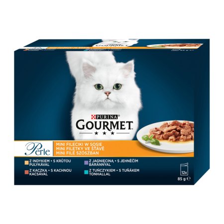 Gourmet Perle minifiletky krůta / kachna / jehněčí / tuňák ve šťávě multipack 12 x 85 g