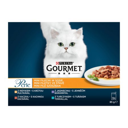 Gourmet Perle minifiletky krůta / kachna / jehněčí / tuňák ve šťávě multipack 12 x 85 g