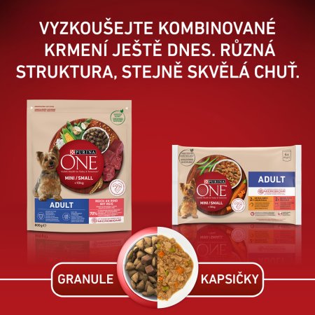Purina One Mini Adult Dog hovězí s rýží 800 g