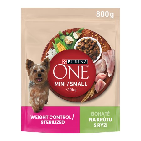 Purina One Mini Weight Control Dog krůtí s rýží 800 g