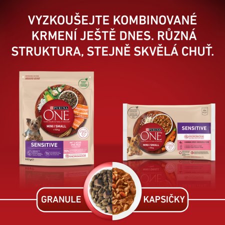 Purina One Mini Sensitive Dog losos s rýží 800 g