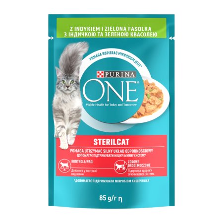 Purina One Sterilcat Mini filetky s krůtou a zelenými fazolkami ve šťávě 26 x 85 g