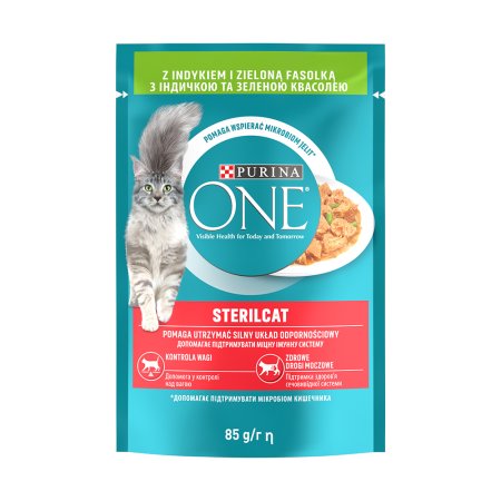 Purina One Sterilcat Mini filetky s krůtou a zelenými fazolkami ve šťávě 26 x 85 g