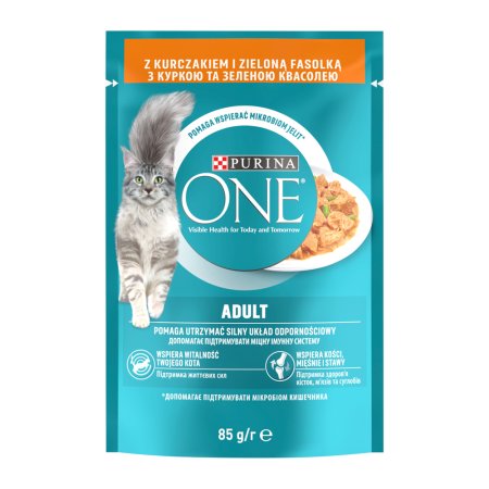 Purina One Adult Mini filetky s kuřetem a zelenými fazolkami ve šťávě 26 x 85 g