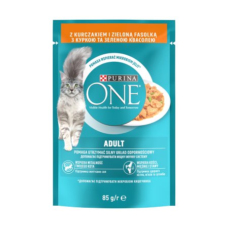 Purina One Adult Mini filetky s kuřetem a zelenými fazolkami ve šťávě 26 x 85 g