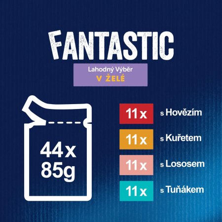 Felix Fantastic kapsička Multipack kuře, hovězí, losos, tuňák 44 x 85 g