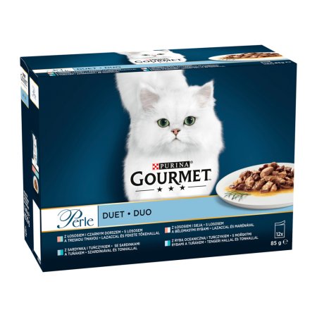 Gourmet Perle minifiletky losos-treska / mořské ryby-tuňák / losos-bělomasé ryby / sardinky-tuňák ve šťávě multipack 12 x 85 g