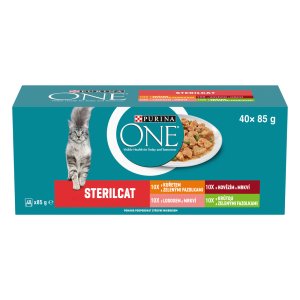 Purina One Multipack Sterilcat minifiletky s hovězím/kuřetem/lososem/krůtou ve šťávě 40x85g