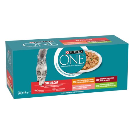 Purina One Multipack Sterilcat minifiletky s hovězím/kuřetem/lososem/krůtou ve šťávě 40x85g