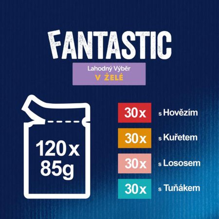 Felix Fantastic kapsička Multipack hovězí/ kuře/ tuňák/ losos 120 x 85 g