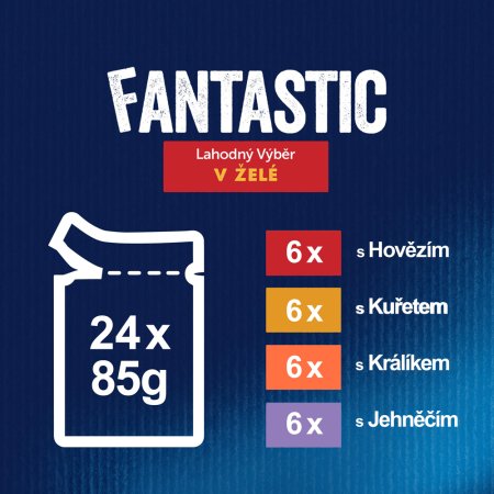 Felix Fantastic Multipack kuře/hovězí/králík/jehněčí v želé 24 x 85 g