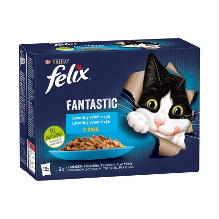 Felix Fantastic Multipack losos/platýs/tuňák/treska v želé 12 x 85 g