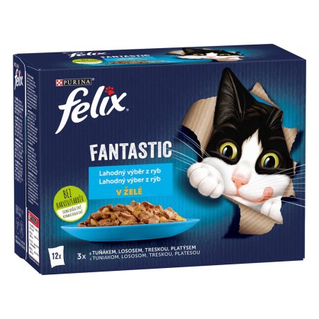 Felix Fantastic Multipack losos/platýs/tuňák/treska v želé 12 x 85 g