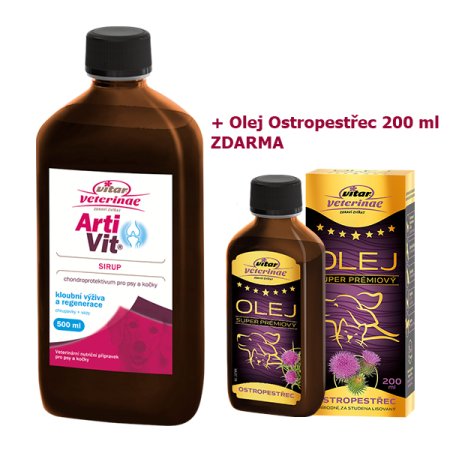 VITAR Veterinae Artivit Sirup 500 ml + 1x Ostropestřec olej 200 ml ZDARMA