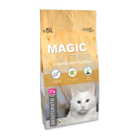 Kočkolit MAGIC LITTER Bentonite Ultra White Baby Powder 5l