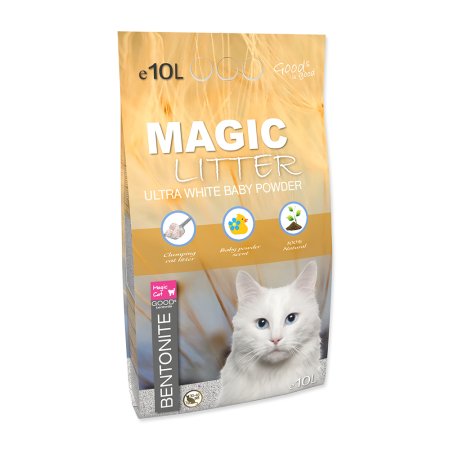 Kočkolit MAGIC LITTER Bentonite Ultra White Baby Powder 10l