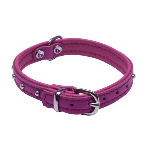 PROFIZOO Obojek DENYS kůže zdobený (14 mm x 32 cm) fuchsie