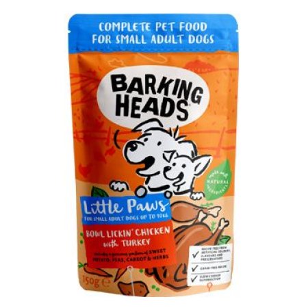 BARKING HEADS Litt.Paws Lickin' Chick+Tur kapsička150g