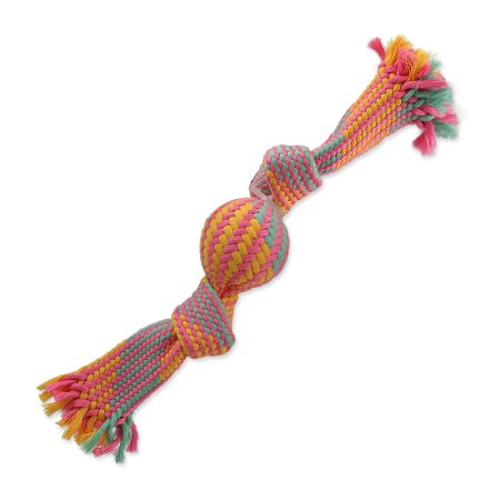 Přetahovadlo DOG FANTASY míč barevné vzor 1, 2 knoty - 33 cm