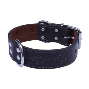 PROFIZOO Obojek EKG, mastná kůže (40mm x 70cm) černá