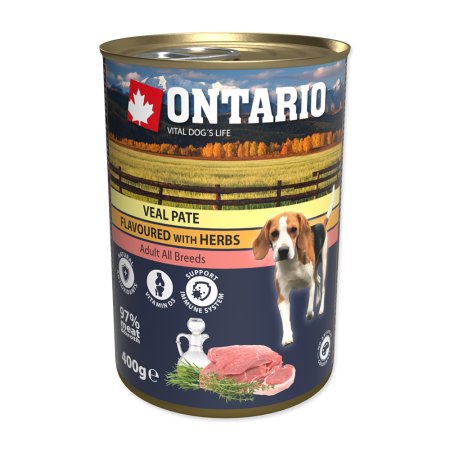 Konzerva ONTARIO Dog Veal Pate Flavoured with Herbs 400 g