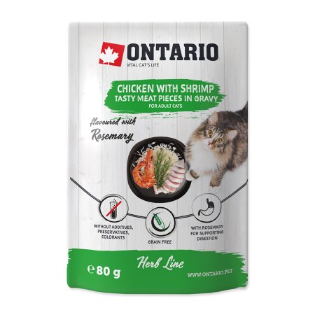 Kapsička ONTARIO Cat Herb - Chicken with Shrimps, Rice and Rosemary 80 g