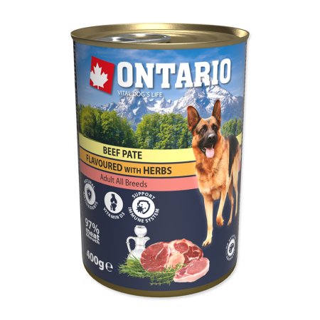 Konzerva ONTARIO Dog Beef Pate Flavoured with Herbs 400 g