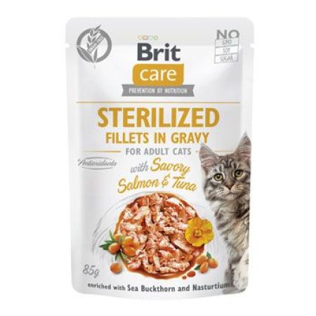 Brit Care Cat Fillets in Gravy Steril. Salmon&Tuna 85g