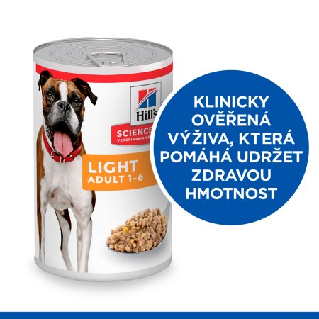 Hill’s Science Plan Light konzerva pro dospělé psy s kuřecím 370 g