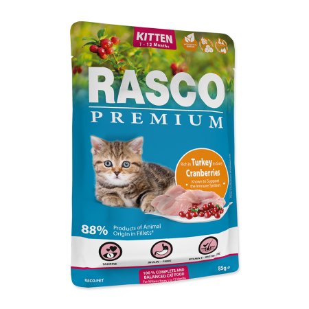 Kapsička RASCO Premium Cat Pouch Kitten, Turkey, Cranberries 85 g